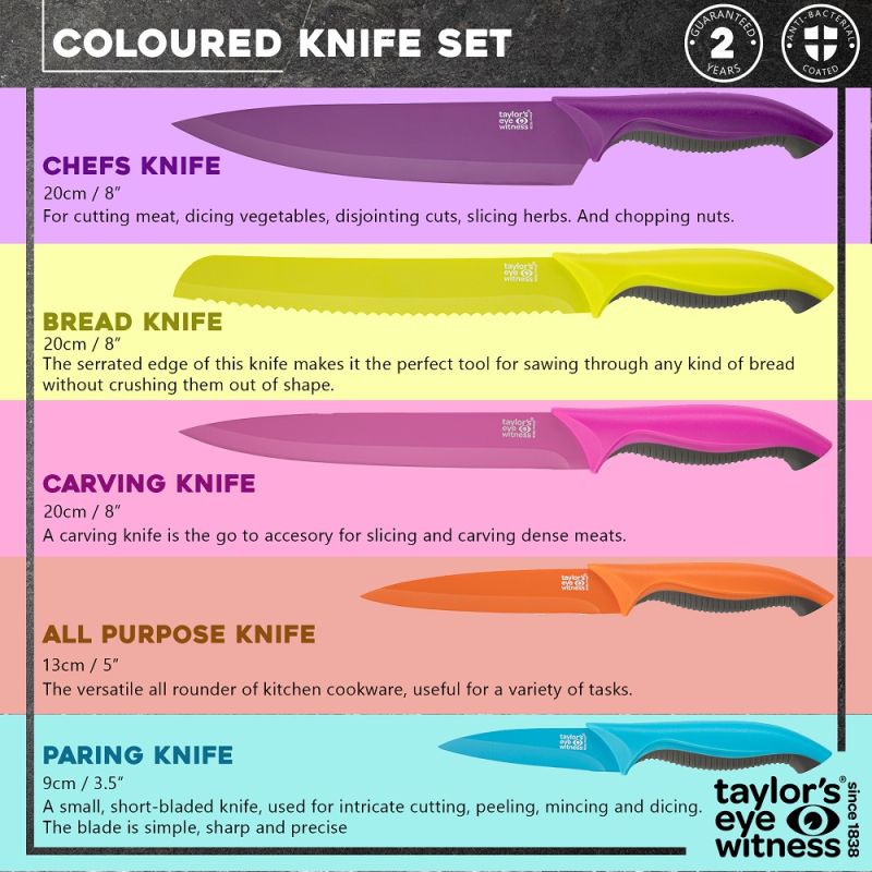 5pc Coloured Knife Set